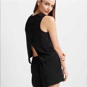 Club Monaco Black Open Back Classic Romper 0